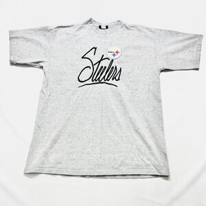 Y2K Pittsburgh Steelers T-Shirt Men's L Gray Crew Neck Short Sleeve